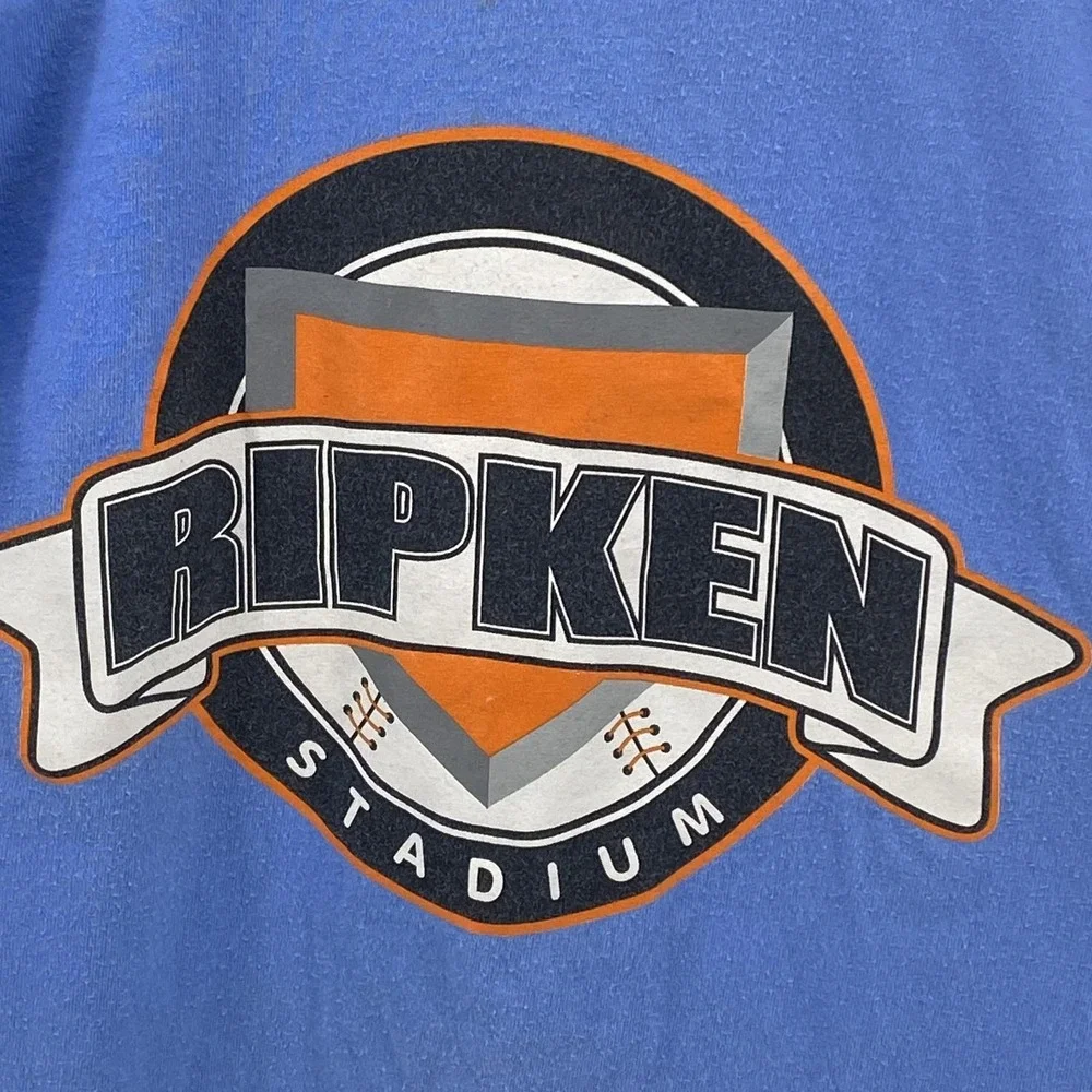 Champion Shirt Boys Small Blue Raglan Ripken‎ Stadium Baseball 3/4 Sleeve Tee